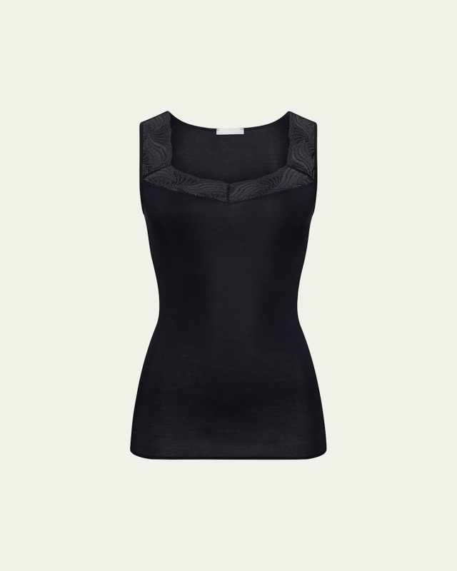 Cotton Delight Lace-Trim Tank Top